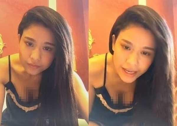 Diện váy ngủ hai dây trể nải để livestream, Trương Quỳnh Anh khiến khán giả đỏ mặt khi liên tục cúi thấp người để vòng 1 lộ diện trước ống kính.