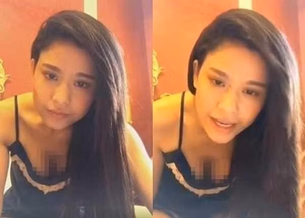 Diện váy ngủ hai dây trể nải để livestream, Trương Quỳnh Anh khiến khán giả đỏ mặt khi liên tục cúi thấp người để vòng 1 lộ diện trước ống kính.