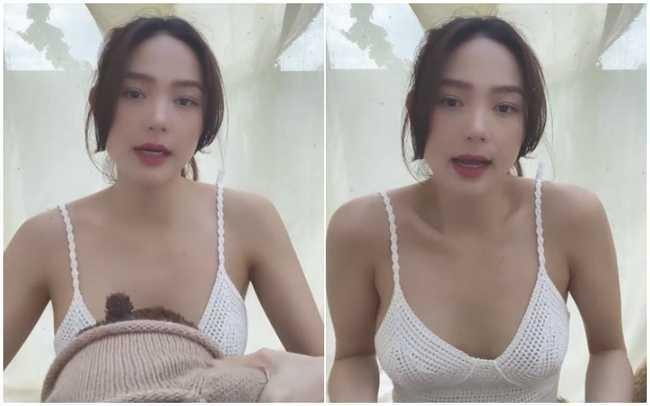 Vì bộ váy mong manh nên trong một vài khoảnh khắc khi người đẹp cúi người, dân tình phải "nín thở" chỉ lo chiếc áo sẽ hớ hênh "phản chủ".