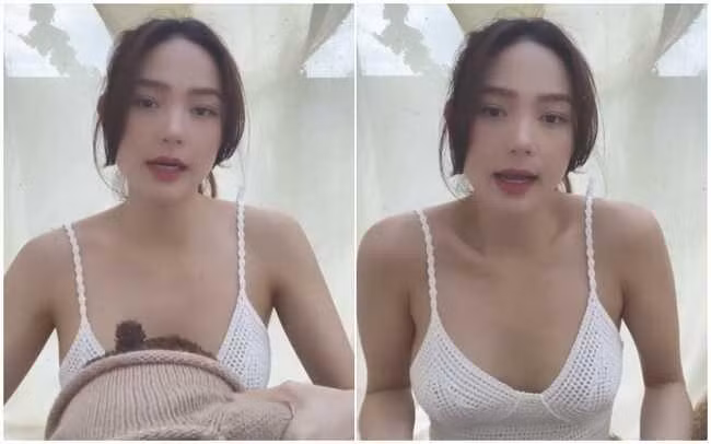 Vì bộ váy mong manh nên trong một vài khoảnh khắc khi người đẹp cúi người, dân tình phải "nín thở" chỉ lo chiếc áo sẽ hớ hênh "phản chủ".