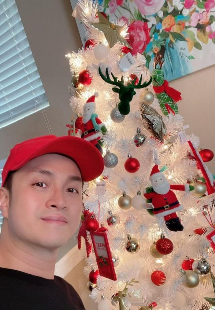 Nhật Tinh Anh khoe thành quả cây thông Noel anh tự tay mua sắm vật liệu và trang trí.