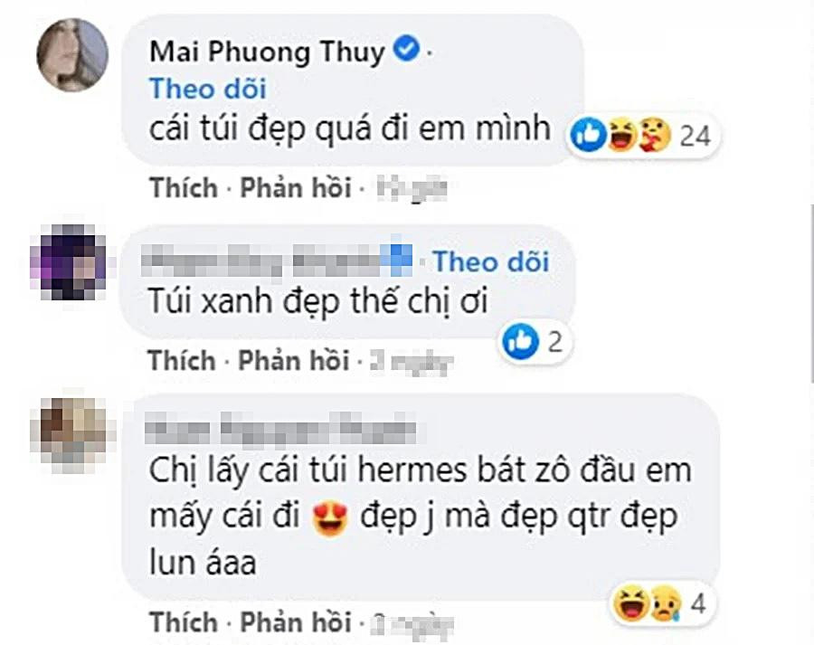 Hoa hậu Mai Phương Thúy cũng phải tấm tắc khen ngợi mẫu túi Hương Giang sở hữu đẹp xuất sắc.