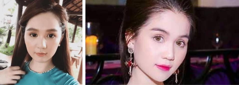 Sự đối nghịch giữa màu kính áp tròng với màu da khiến diện mạo của cô thật lạ lùng. Ai mà khen được vẻ ngoài này chắc hẳn đang dối lòng.