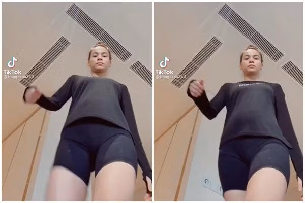 Theo đó, cô xuất hiện với diện mạo xuề xòa và chỉ sau một cú đạp "thần thánh", nữ ca sĩ đã lột xác thành "người khác" với bộ đồ cam rực và gương mặt được trang điểm kĩ càng như chụp hình tạp chí. Đáng nói, góc quay "tai hại" từ dưới lên đã vô tình làm nổi bật vòng 2 kém thon của nữ ca sĩ Hồ Ngọc Hà. Ngay cả khi cô đã mặc áo khá rộng thì phần bụng nhô cao này vẫn hiện lên rõ mồn một.