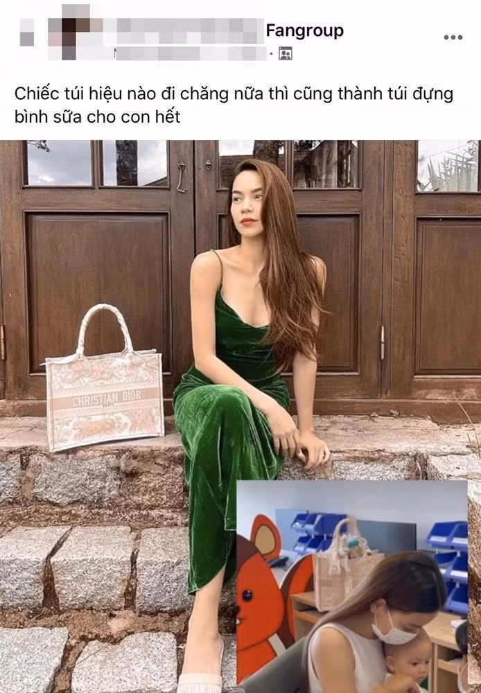 ... đã bị cô tận dụng thành túi đựng bình sữa, tã bỉm cho con. Nhìn chiếc túi bị "nhồi nhét" toàn đồ em bé mà dân mạng vừa thấy "xót của" thay, lại vừa thích thú trước độ chịu chơi của ca sĩ Hồ Ngọc Hà.