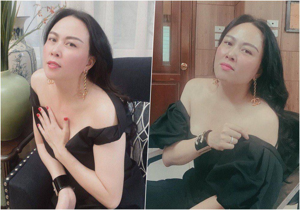 Khi không có khăn thì nữ CEO lại che bằng tay nhưng vẫn lựa góc chụp từ trên xuống.