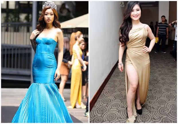 Hương Tràm và Hoa hậu Đỗ Mỹ Linh bị lộ vóc dáng kém thon thả vì đầm bó chẽn. Chất vải sáng màu, bóng bẩy là "kẻ thù" của những cô nàng không sở hữu body thon gọn.