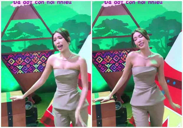 Minh Tú có cảm thấy tức ngực với chiếc áo này không?