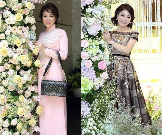 Diện áo dài nền nã màu hồng như thiếu nữ, mẹ chồng Diệp Lâm Anh thể hiện đẳng cấp doanh nhân khi xách túi Chanel Boy 134 triệu đồng.