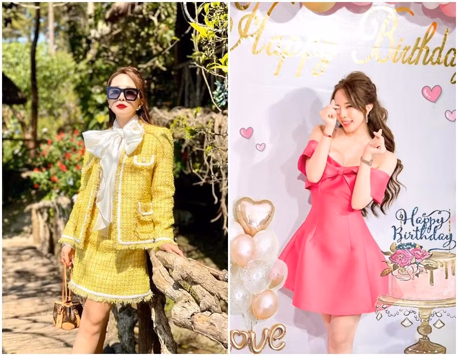 Khi đi chơi, để thêm phần trẻ trung và không bị "chìm nghỉm" giữa một rừng nhan sắc, những chị em có nước da trắng như Quỳnh Nga hoàn toàn có thể tự tin chọn diện trang phục màu sắc tươi sáng, sặc sỡ như vàng, đỏ, hồng,...