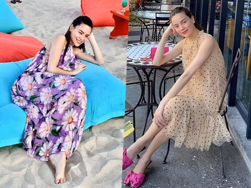 Trước đó, "bà mẹ 3 con" cũng nhiều lần vướng tin đồn mang thai khi xuất hiện với những mẫu váy suông như trên. Dù vậy, không phải ngẫu nhiên mà netizen lại đồn đoán chuyện Hà Hồ có em bé, bởi ở lần mang thai Lisa - Leon, ca sĩ đã tận dụng triệt để các thiết kế này để giấu bầu.