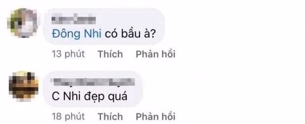 Tất cả cũng vì chiếc váy rộng thùng thình che đi phần bụng, khiến dân tình không thể tập trung vào điểm khác. Bên dưới phần bình luận, nhiều khán giả lâp tức đặt câu hỏi về việc giọng ca "Xin Anh Đừng" đang mang thai lần 2: "Đông Nhi có bầu à?", "Chị có bầu nữa hả? Chúc mừng chị",...