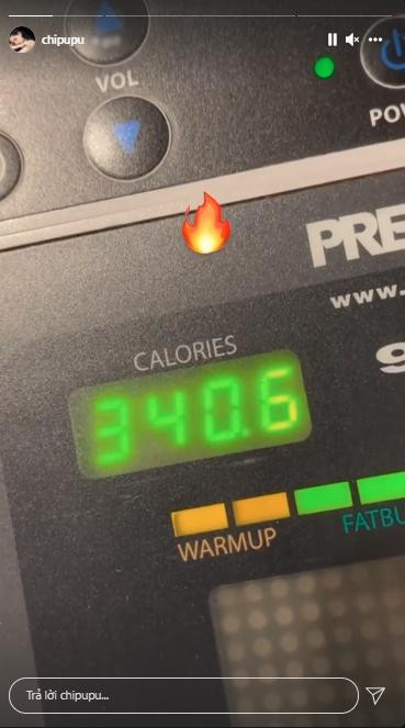 Sau nhiều ngày đi ăn đi chơi thoải mái, Chi Pu quyết tâm quay lại phòng tập bởi cân nặng đã nhích thêm.