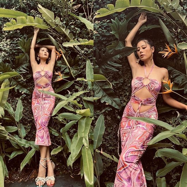 Trong những tấm hình khoe body, Nam Thư gây ấn tượng bởi chiều cao 1m70 và đường cong sexy.