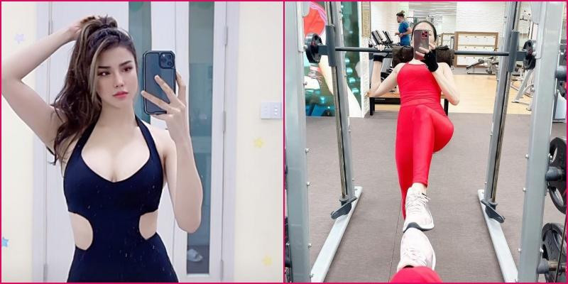 Cùng selfie với đồ tập trước gương nhưng người quyến rũ hết nước chấm, người trông hơi lố.