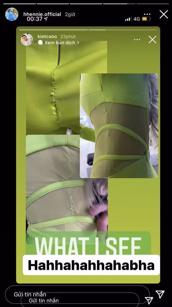 Cách đây không lâu, khi ghi hình một chương trình truyền hình thực tế, Top 5 Miss Universe 2018 cũng từng tự bóc phốt mình mặc đồ bục chỉ, chắp vá khá lôm côm. Không rõ do hoạt động mạnh đến bục cả đồ hay vì muốn siết lại trang phục cho vừa với cơ thể mà H'Hen Niê và ekip phải dùng đến giải pháp "tạm bợ" như thế này.