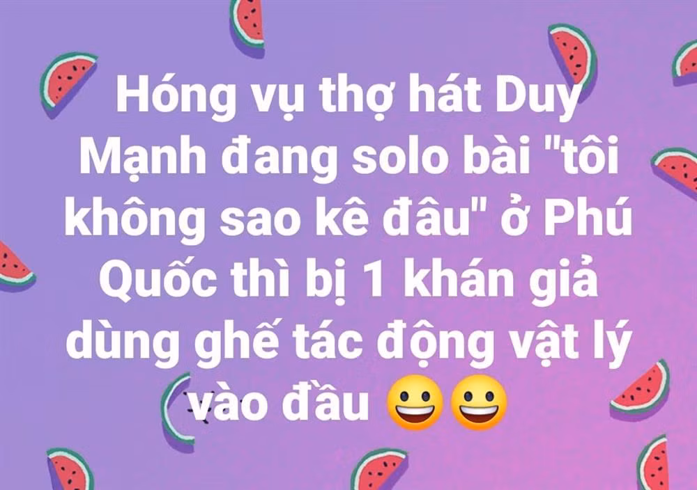 Thuc hu Duy Manh bi phang ghe khi hat 