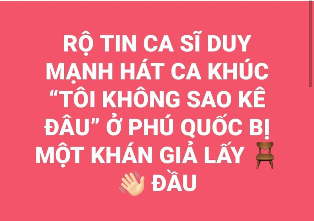 Thuc hu Duy Manh bi phang ghe khi hat 