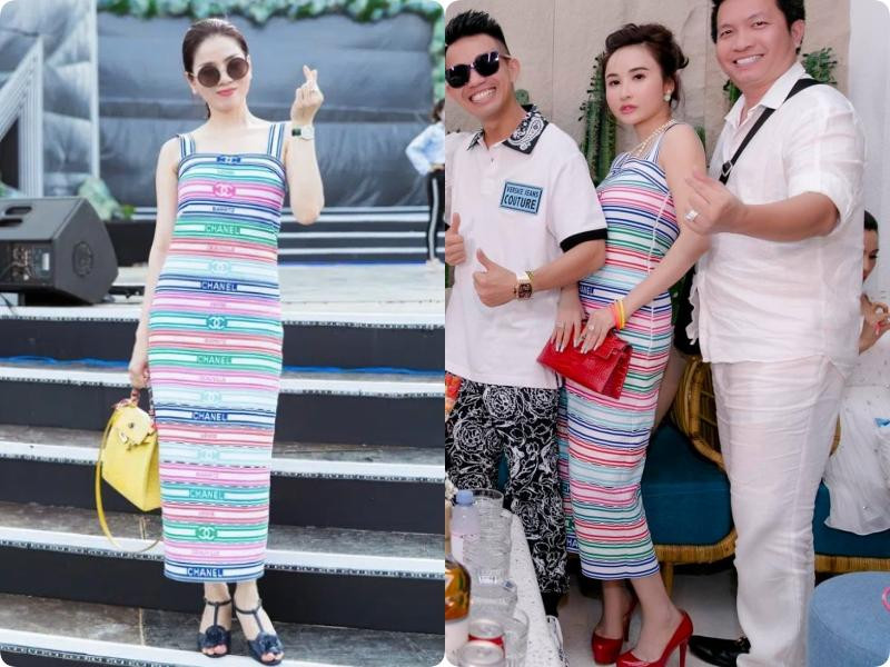 Công bằng mà nói chiếc váy Chanel này khá kén dáng. Tuy nhiên Lệ Quyên vẫn nhỉnh hơn nhờ sự tiết chế trong khâu trang điểm và làm tóc, cộng thêm thần thái sang chảnh, Lệ Quyên lại chiếm thế trước một Mina Phạm hơi “lúa”.