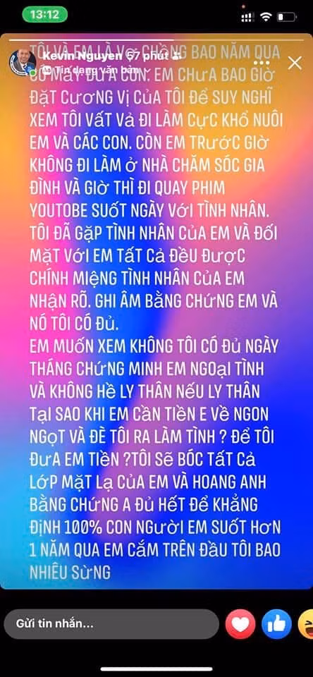 Hoang Anh bi chong cua Tham Bebe to ngoai tinh, moi tien vo minh