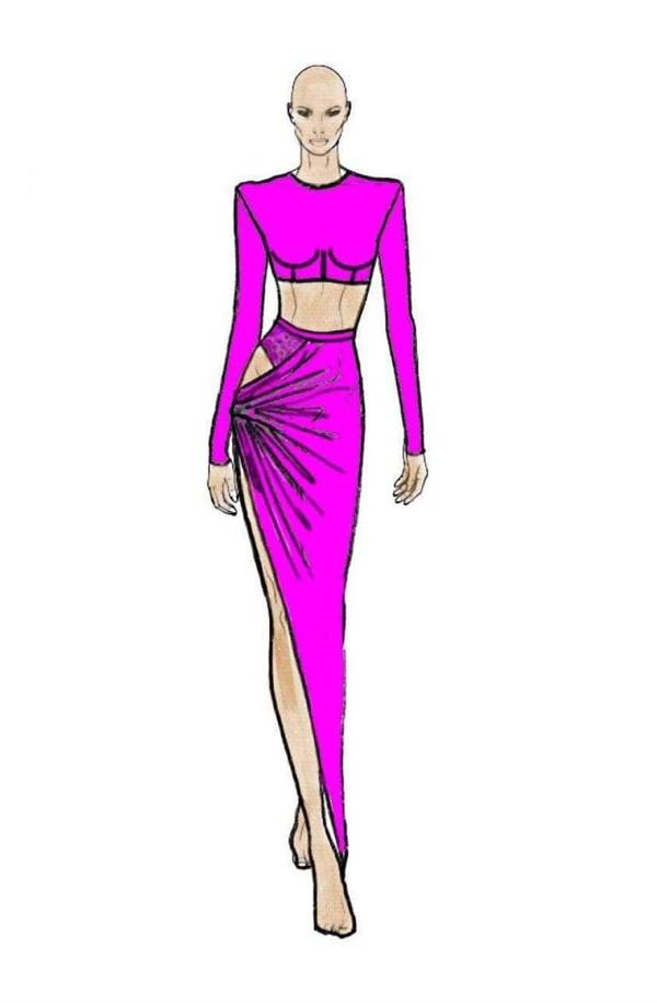 Váy vốn có chi tiết vạt xẻ bên phải nhưng Thùy Tiên đã mặc ngược thành bên phải. Dẫu vậy, nàng Hậu vẫn ghi điểm gợi cảm và hút mắt trong mẫu váy này.