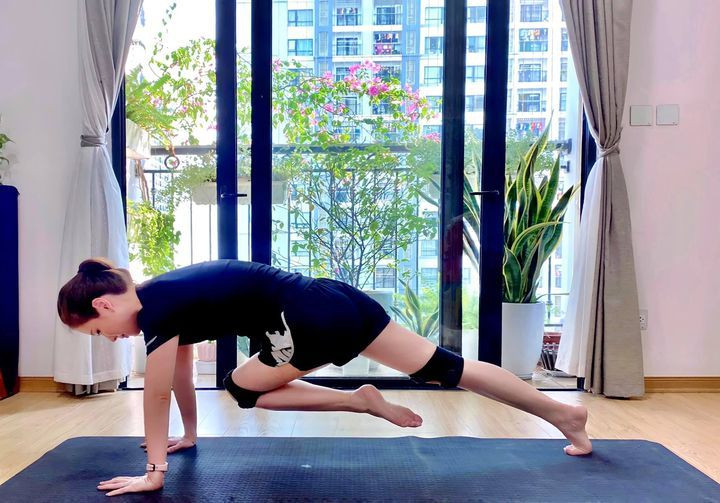 MC Đan Lê tích cực tập luyện.