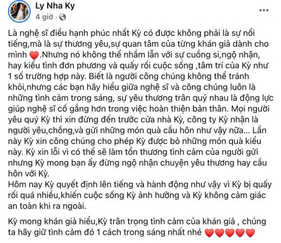 Fan cuong gui qua cau hon, Ly Nha Ky noi doa phan ung gat