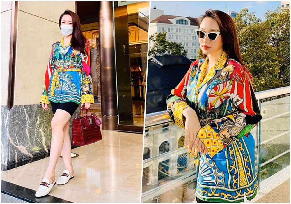  Vợ diễn viên Chi Bảo vẫn tươi tắn, trộm vía da dẻ hồng hào, tay chân thon gọn, chỉ khác trước là bụng cô to ra do đang mang thai.