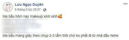 Bà bầu song thai Sara Lưu thậm chí khi đăng ảnh diện giày cao gót đã nhanh chóng chú thích: “Mẹ bầu mang giày theo chụp 2-3 tấm thôi chứ không phải mang từ nhà đâu”.