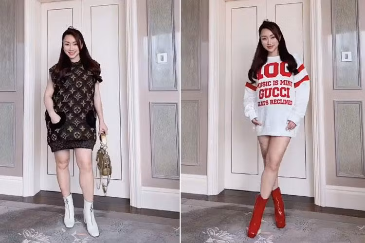 Dù không phải người trong showbiz nhưng cô được khen có gu thời trang bắt mắt, trẻ trung kể cả khi bầu bí.