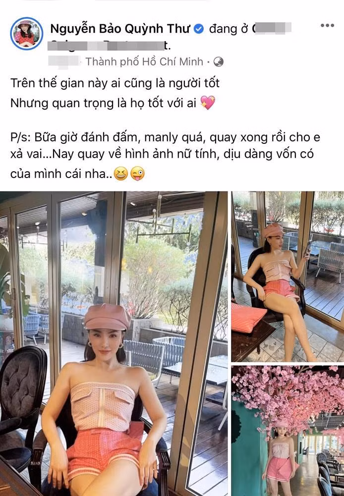 br/> Thời gian gần đây, Quỳnh Thư vụt sáng trở thành cái tên hot đình đám cõi mạng khi vướng vào ồn ào tình ái, mang danh là "người thứ ba" phá vỡ hạnh phúc gia đình của Diệp Lâm Anh và thiếu gia Đức Phạm. Không phủ định hay xác nhận, bạn thân của Ngọc Trinh chỉ chia sẻ bâng quơ: "Những ngày qua thật sự rất rất rất bận không có thời gian để ngủ luôn chứ đừng nói đến cho việc giải thích hay hơn thua. Và chuyện như thế nào hồi sau sẽ rõ. Hãy kiên nhẫn đợi nhé!". Mới đây, chân dài này bất ngờ có động thái mới gây chú ý khi chia sẻ loạt ảnh "tái xuất" đầy khác lạ.