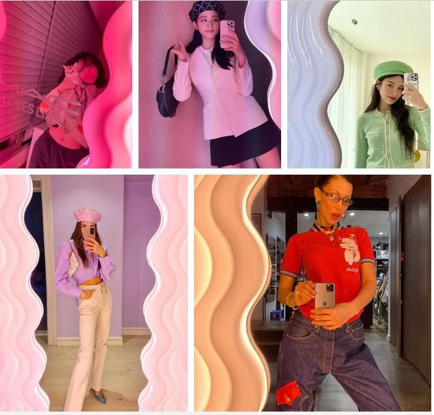 br/> Thời gian qua, tín đồ thời trang từ Á đến Âu đều phát sốt bởi chiếc gương uốn lượn màu trắng, có đèn màu hồng. Có thể điểm danh những cái tên như Jisoo (BLACKPINK), Joy (Red Velvet), Bella Hadid... cùng nhiều fashionista khác đều từng check-in trước chiếc gương độc đáo này. Ngọc Trinh cũng không nằm ngoài xu hướng khi tậu ngay items này đúng chuẩn tông hồng yêu thích của cô.