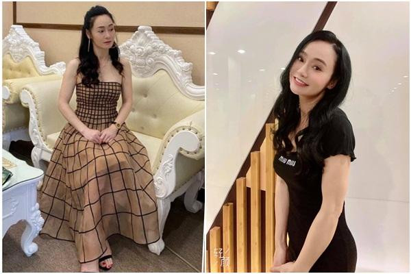 Nhờ chọn trang phục ôm sát, người đẹp 7X còn khoe được cả dáng dấp thon thả chẳng kém gì gái còn son.