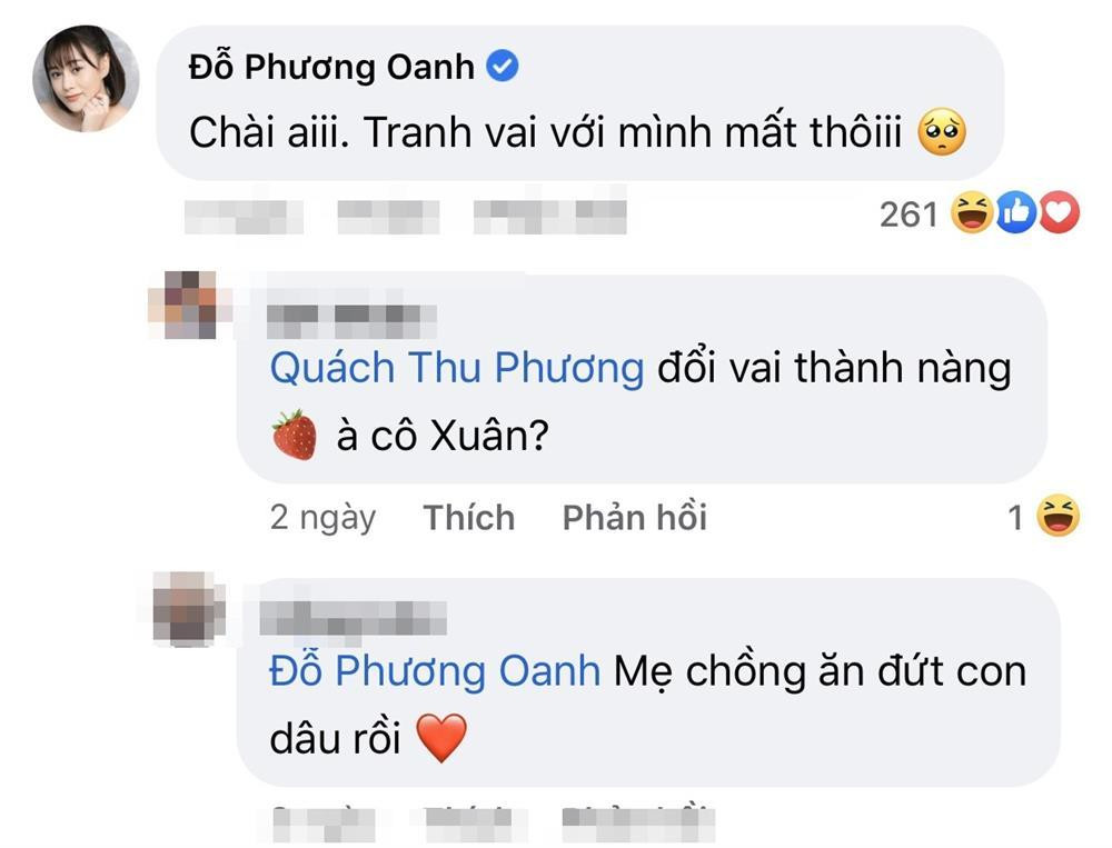 Phương Oanh cũng nhanh chóng để lại bình luận, lo sợ sẽ "mất vai" vì nhan sắc "mẹ chồng".