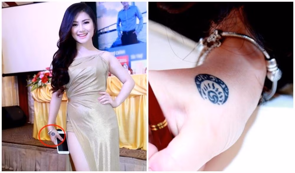 Ngoài ra, nữ ca sĩ còn có thêm hình xăm lạ trên bàn tay phải.