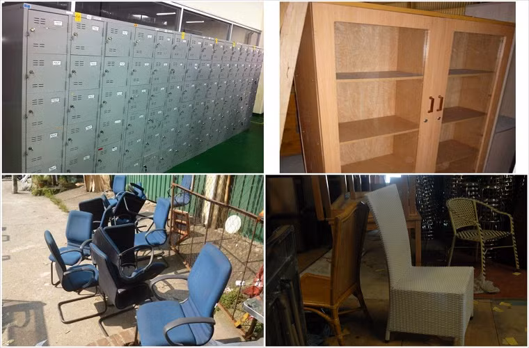 Đồ dùng văn phòng còn khá mới, được bày la liệt.