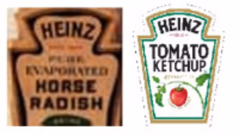 7. Heinz (năm sử dụng logo lần đầu tiên: 1869, năm công ty thành lập: 1869, doanh thu công ty mẹ: 11,5 tỷ USD, lĩnh vực: thực phẩm). Heinz lần đầu tiên gia nhập thị trường vào năm 1869. Năm 1867, Heinz giới thiệu nước sốt cà chua tới các khách hàng Mỹ. Kể từ đó, Heinz bán được khoảng 5.700 sản phẩm trên toàn thế giới. Logo của công ty bắt nguồn từ công ty Heinz &amp; Noble Co. năm 1869. Phông chữ, kích cỡ hay hình dáng của logo gần như không thay đổi từ khi bắt đầu thành lập công ty.
