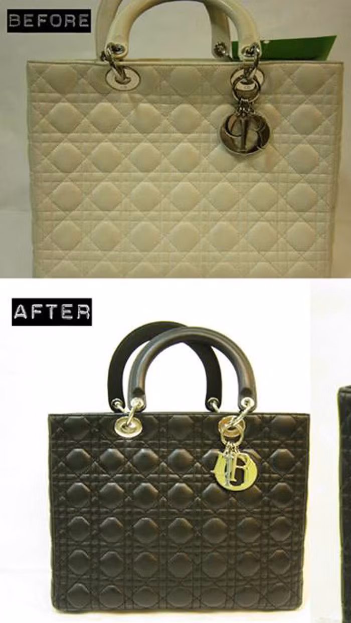 Chiếc túi hàng hiệu Dior được đổi từ màu trắng sang đen. Ảnh minh họa. Chiếc túi hàng hiệu Dior được đổi từ màu trắng sang đen. Ảnh minh họa.