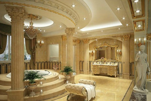 Khu phòng tắm của ngôi nhà được thiết kế theo phong cách cổ điển hoàng gia, tạo nên sự sang trọng và quý phái. 