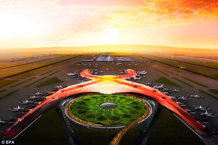 Được biết, sân bay mới tại thành phố Mexico rộng gần 11.400 mẫu Anh (hơn 4.500 ha), gồm 6 đường băng và việc xây dựng sẽ chính thức bắt đầu từ năm 2015. Hệ thống mái che của sân bay được thiết kế tạo nên hình chữ “X” khổng lồ. Lối vào được trang hoàng bởi một vườn xương rồng và những biểu tượng của con đại bàng, rắn – những hình ảnh liên tưởng đến lá cờ Mexico.