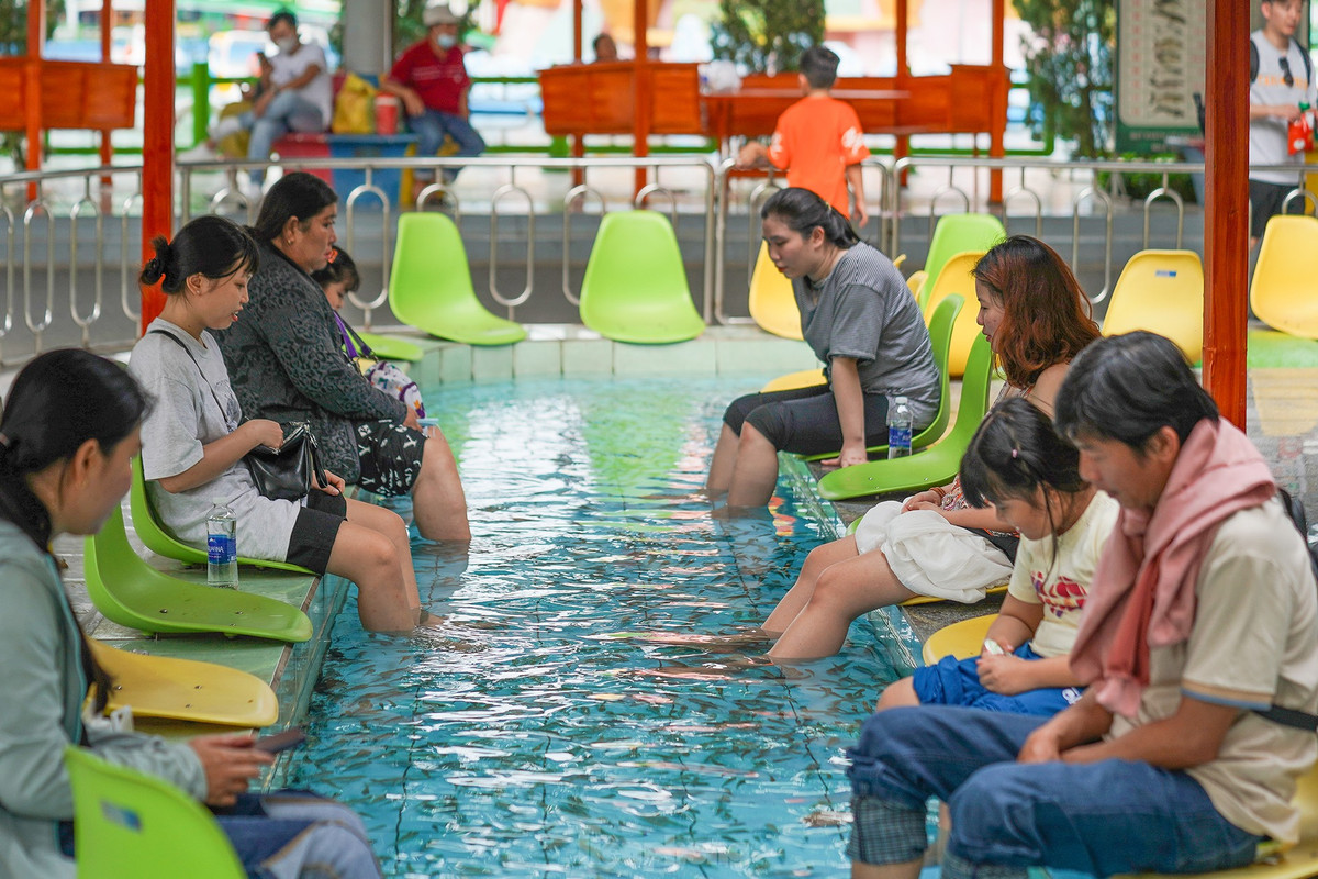 br/> Nếu ngại tắm biển nhân tạo, du khách có thể lựa chọn ngâm chân, trải nghiệm massage cá.