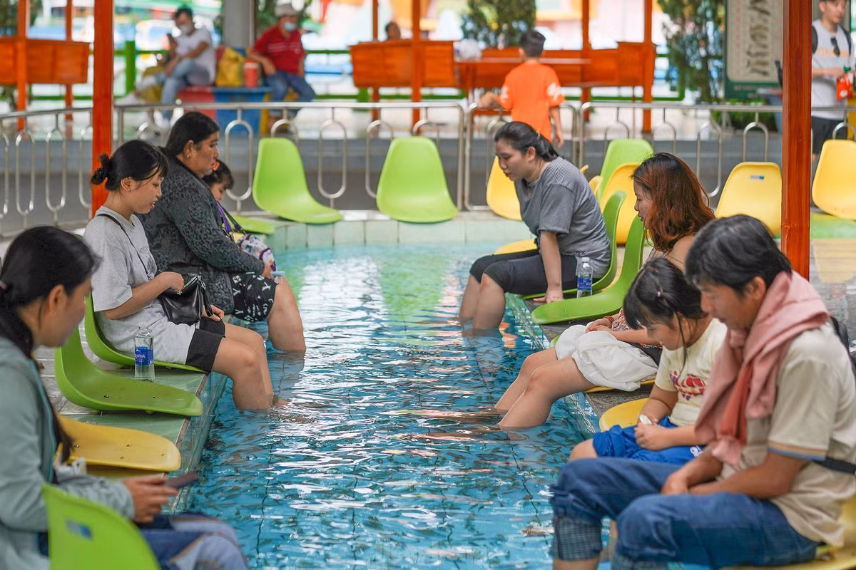 br/> Nếu ngại tắm biển nhân tạo, du khách có thể lựa chọn ngâm chân, trải nghiệm massage cá.