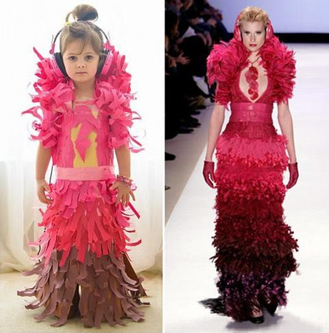 Angie đã gợi ý với con về việc làm váy từ giấy vào năm ngoái, Mayhem tỏ ra thích thú với ý tưởng này. Cả hai mẹ cùng bắt tay thực hiện những bộ trang phục có kiểu dáng gần giống với thiết kế của các thương hiệu thời trang nổi tiếng thế giới.