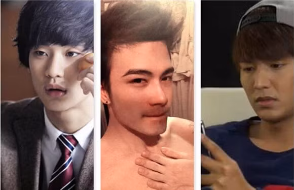 Kenny Sang tự ghép ảnh mình với ảnh của các ngôi sao điện ảnh Hàn Quốc để "đọ nhan sắc".