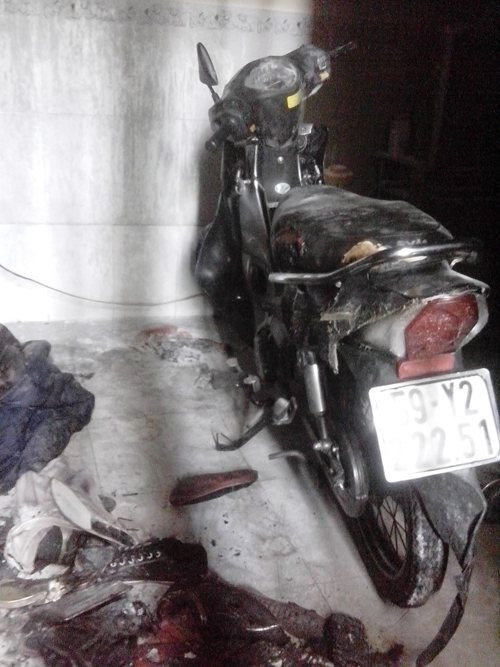 Hiện trường căn phòng trọ bị cháy.