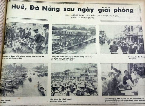 Đây có lẽ cũng là chuyến đi hiếm có khi một Tổng biên tập dẫn phóng viên xông pha chiến trường. Từ chuyến đi này, thiên phóng sự dài kỳ “Từ núi Bà Đen đến Thành cổ Quảng Trị” đã ra đời, đăng trên báo suốt từ cuối tháng 4/1975 đến đầu tháng 5/1975. Sau khi tiếng súng mở màn chiến dịch Tây Nguyên khai hỏa, báo liên tục có những tin bài, có khi là cả một trang ảnh phản ánh không khí Tây Nguyên giải phóng. Ảnh: Hình ảnh Huế - Đà Nẵng giải phóng.