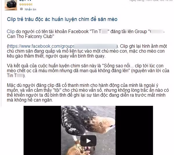 Hình ảnh, clip những chú chó, mèo bị chim đại bàng, chim ưng bắt chết, moi ruột, rỉa thịt khiến người xem cảm thấy kinh hãi, ám ảnh.