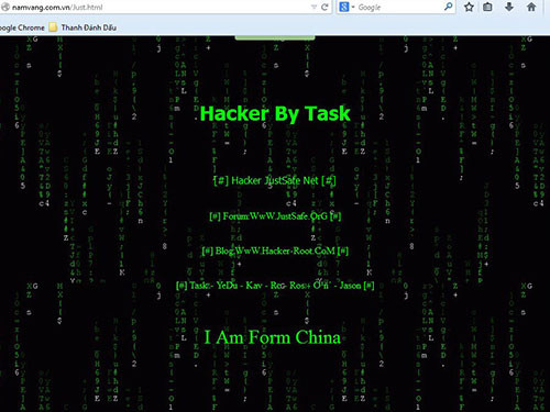 Một số trang mạng Việt Nam bị hacker Trung Quốc tấn công và để lại lời nhắn.