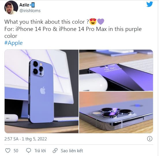 Mau trong mo cua iPhone 14 dau tien lo dien, cau hinh cao quy cua 'Morandi Purple'