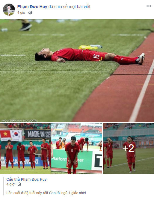 Tiền vệ có biệt danh "Hoàng tử" cũng sẽ nói lời tạm biệt với các giải đấu ở cấp tuyển trẻ sau ASIAD 18. Sau khi Đỗ Hùng Dũng dính chấn thương và phải về nước sớm, Đức Huy được HLV Park Hang-seo tin tưởng đá cặp tiền vệ với Quang Hải ở khu trung tuyến.